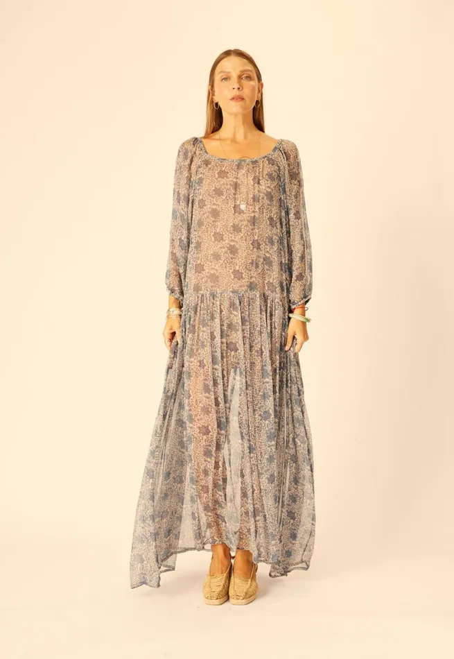 Dresses Shop Natalie Martin LAINEY DRESS WITH SASH Snowflake Sea