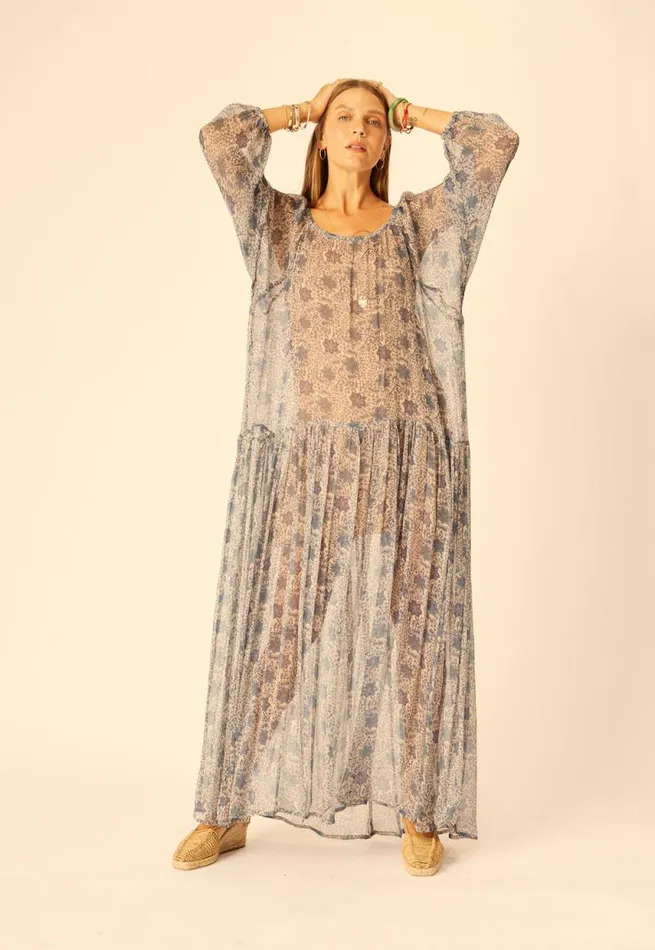 Dresses Shop Natalie Martin LAINEY DRESS WITH SASH Snowflake Sea