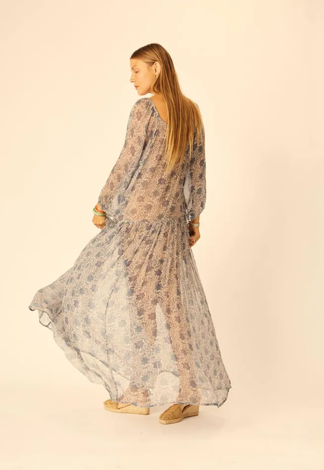 Dresses Shop Natalie Martin LAINEY DRESS WITH SASH Snowflake Sea