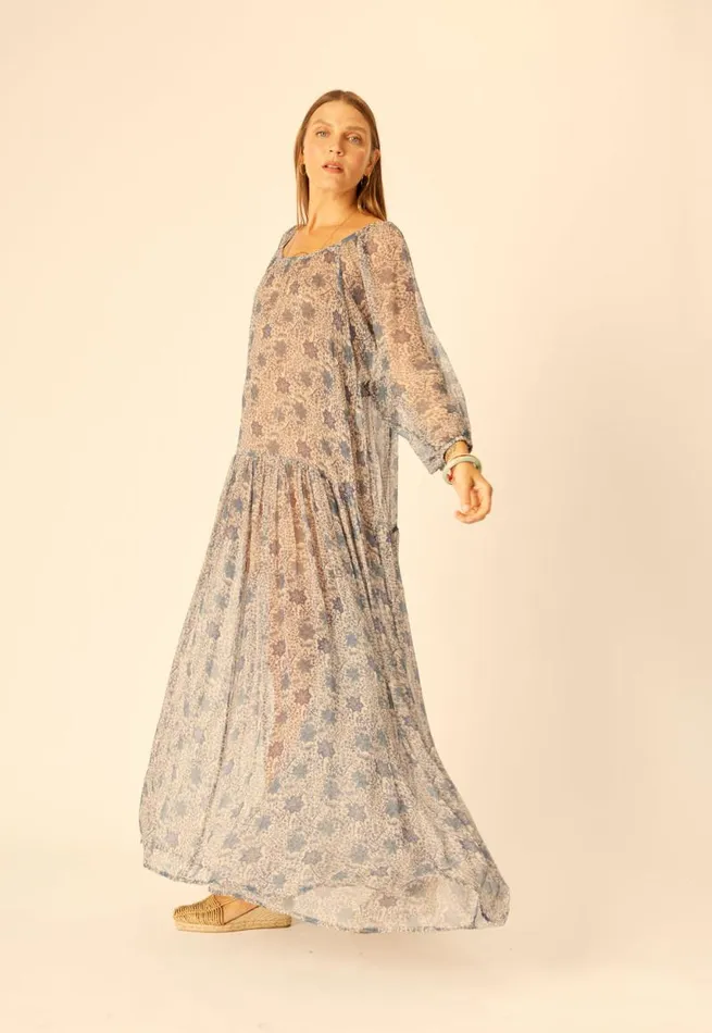 Dresses Shop Natalie Martin LAINEY DRESS WITH SASH Snowflake Sea