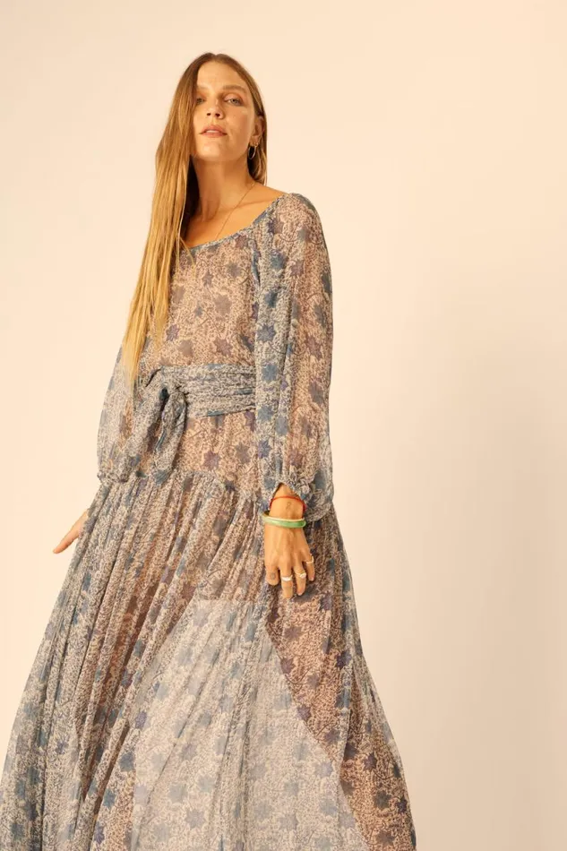 Dresses Shop Natalie Martin LAINEY DRESS WITH SASH Snowflake Sea