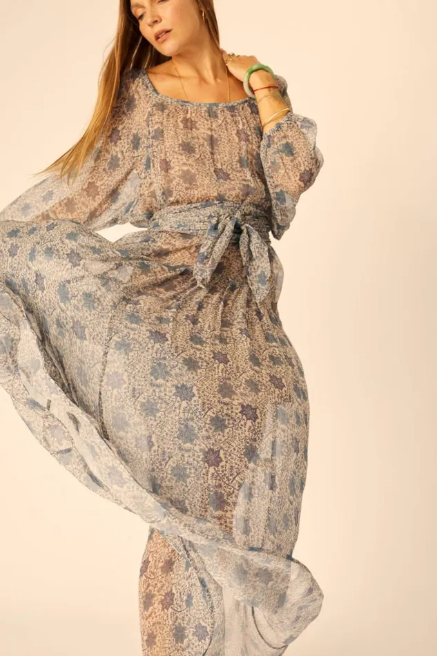 Dresses Shop Natalie Martin LAINEY DRESS WITH SASH Snowflake Sea