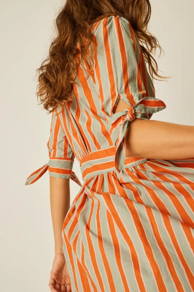 Dresses Shop Natalie Martin LAYLA DRESS Batik Stripe Sage