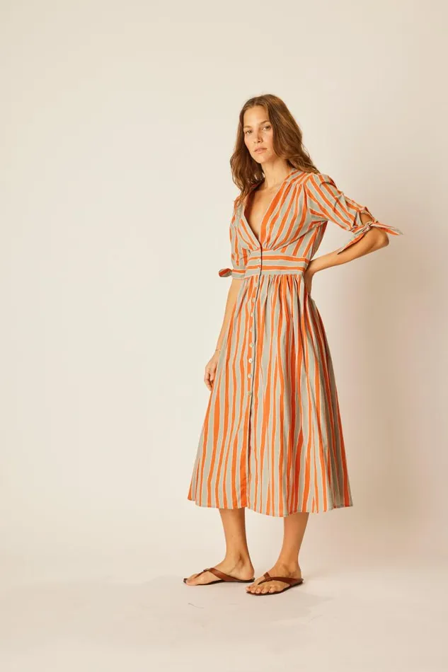 Dresses Shop Natalie Martin LAYLA DRESS Batik Stripe Sage