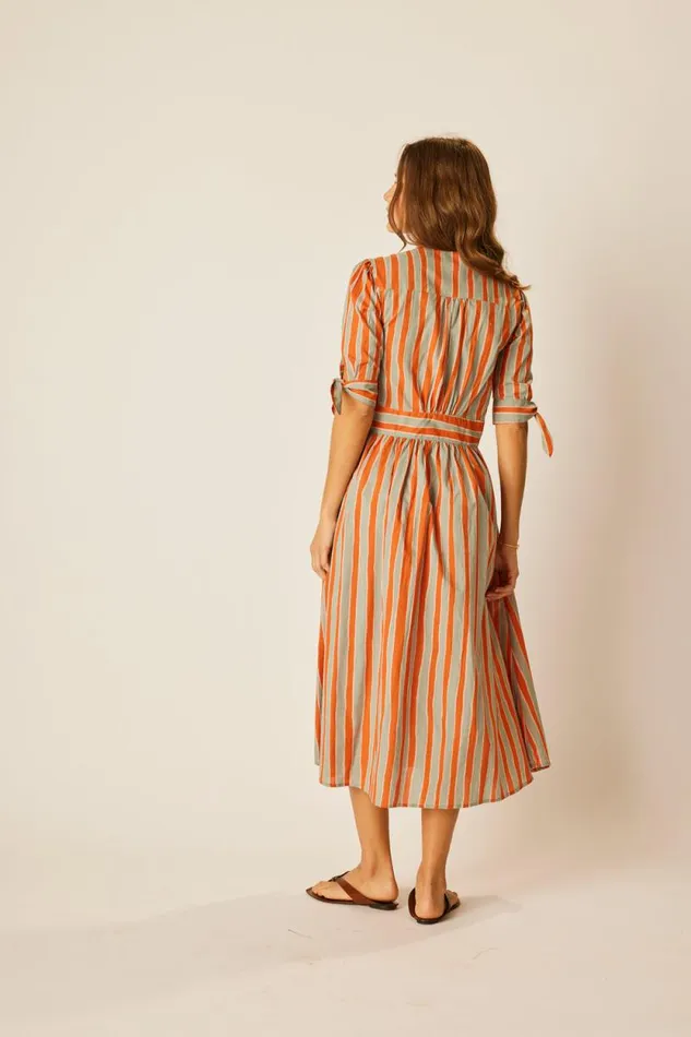 Dresses Shop Natalie Martin LAYLA DRESS Batik Stripe Sage