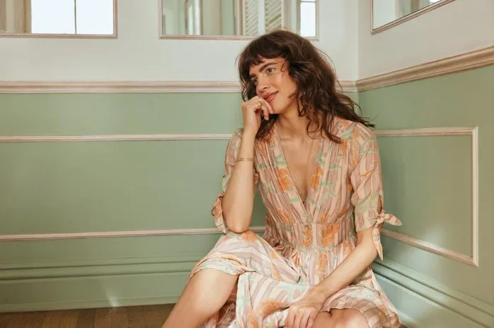 Dresses Shop Natalie Martin LAYLA DRESS Chamomile Apricot