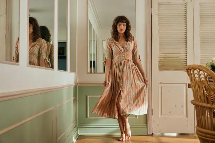 Dresses Shop Natalie Martin LAYLA DRESS Chamomile Apricot