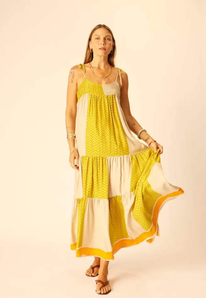 Dresses Shop Natalie Martin MELANIE DRESS Block Zigzag Tangerine