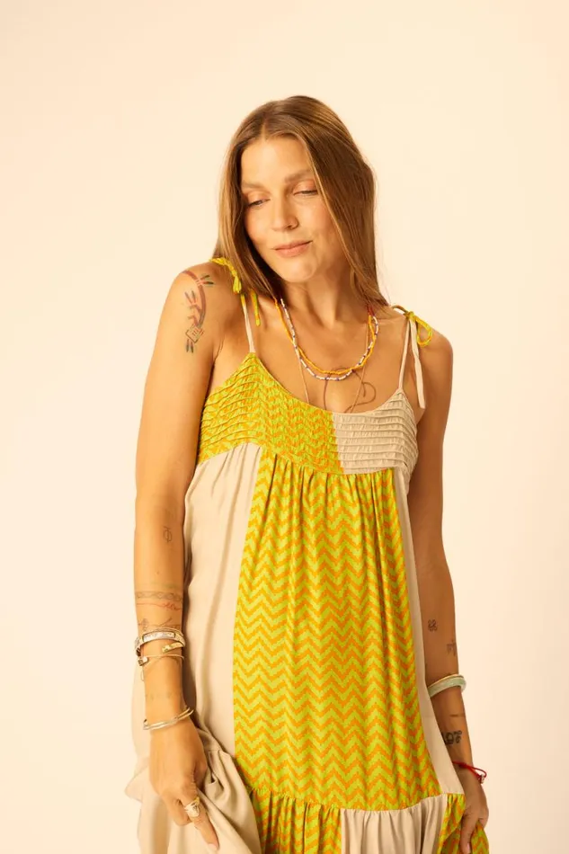 Dresses Shop Natalie Martin MELANIE DRESS Block Zigzag Tangerine