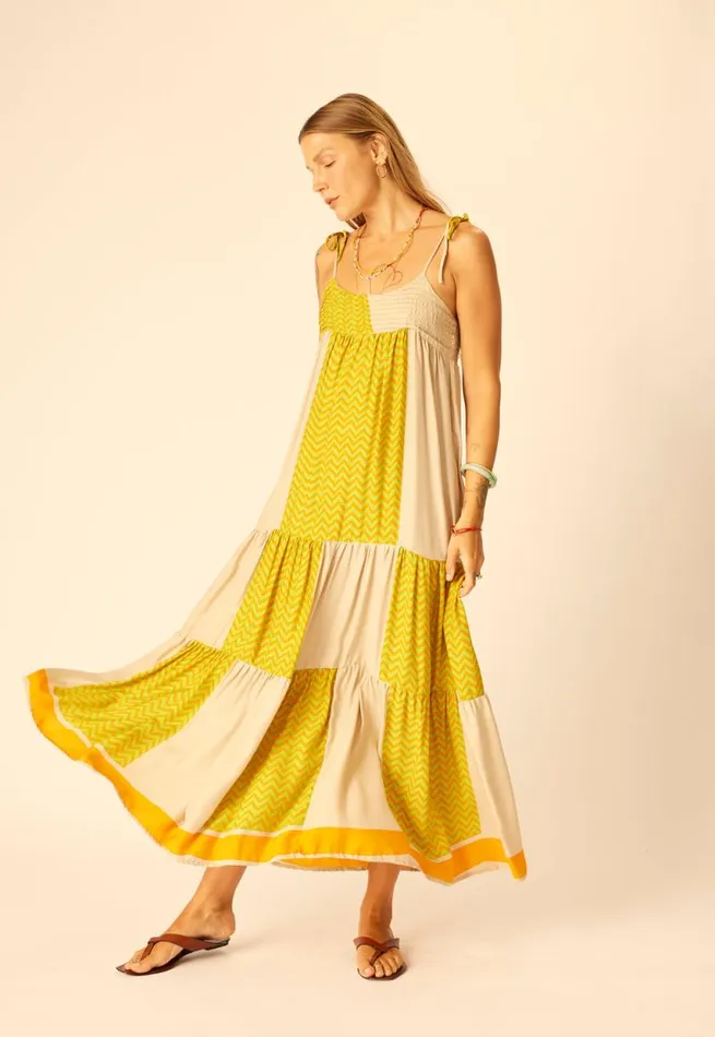 Dresses Shop Natalie Martin MELANIE DRESS Block Zigzag Tangerine