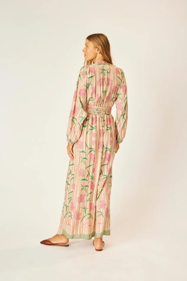 Dresses Shop Natalie Martin NICO LS MAXI WITH SASH Chamomile Rose