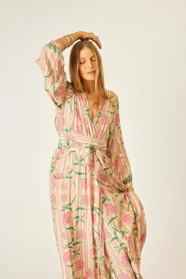 Dresses Shop Natalie Martin NICO LS MAXI WITH SASH Chamomile Rose