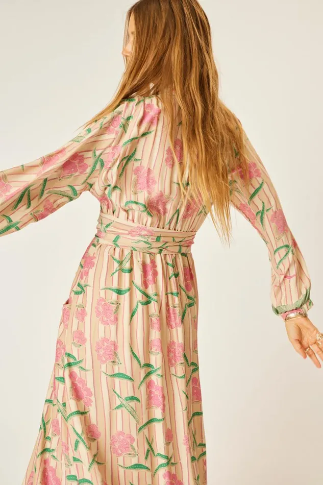 Dresses Shop Natalie Martin NICO LS MAXI WITH SASH Chamomile Rose
