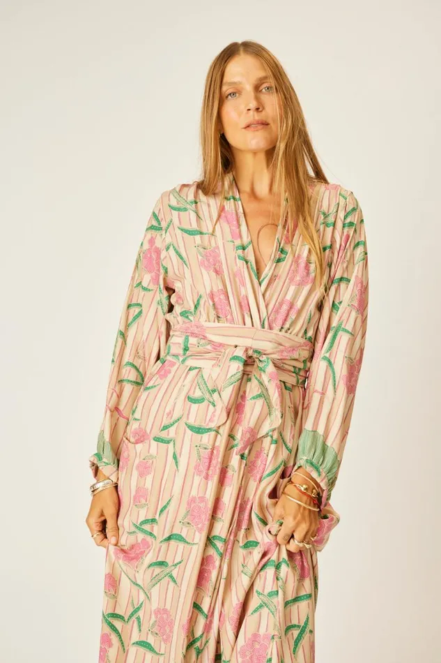 Dresses Shop Natalie Martin NICO LS MAXI WITH SASH Chamomile Rose
