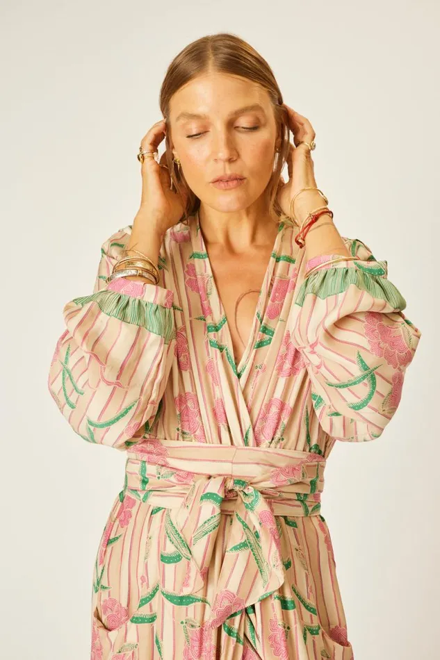 Dresses Shop Natalie Martin NICO LS MAXI WITH SASH Chamomile Rose