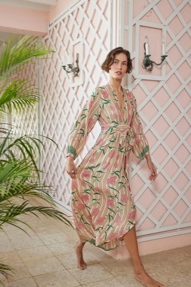 Dresses Shop Natalie Martin NICO LS MAXI WITH SASH Chamomile Rose