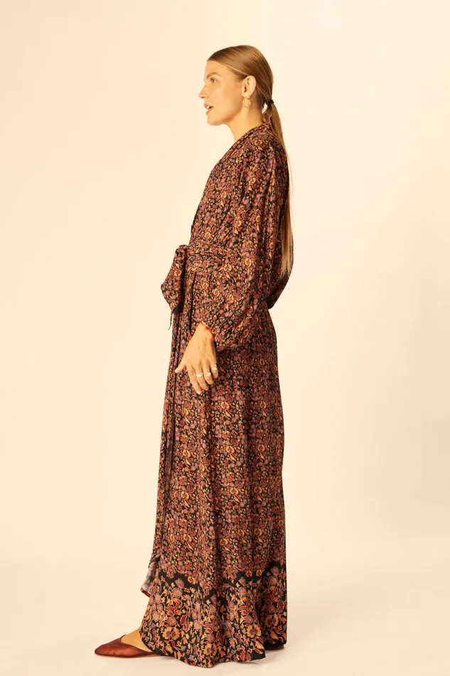 Dresses Shop Natalie Martin NICO LS MAXI WITH SASH Petite Fleur Noire