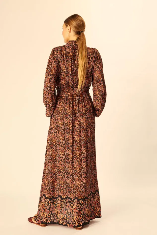 Dresses Shop Natalie Martin NICO LS MAXI WITH SASH Petite Fleur Noire