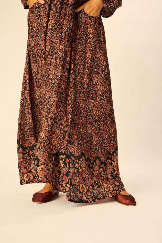 Dresses Shop Natalie Martin NICO LS MAXI WITH SASH Petite Fleur Noire