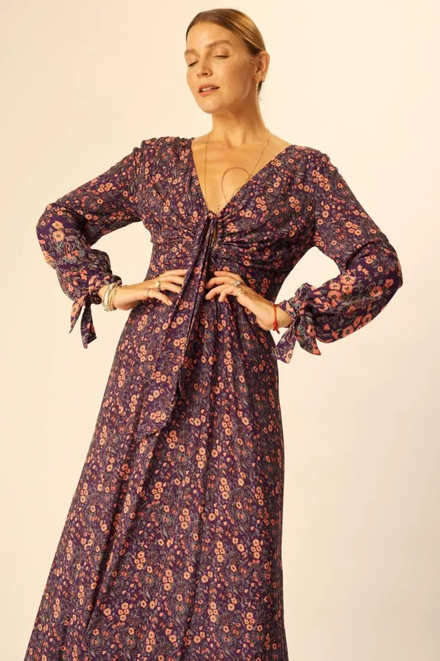 Dresses Shop Natalie Martin REESE DRESS Petite Fleur Aubergine
