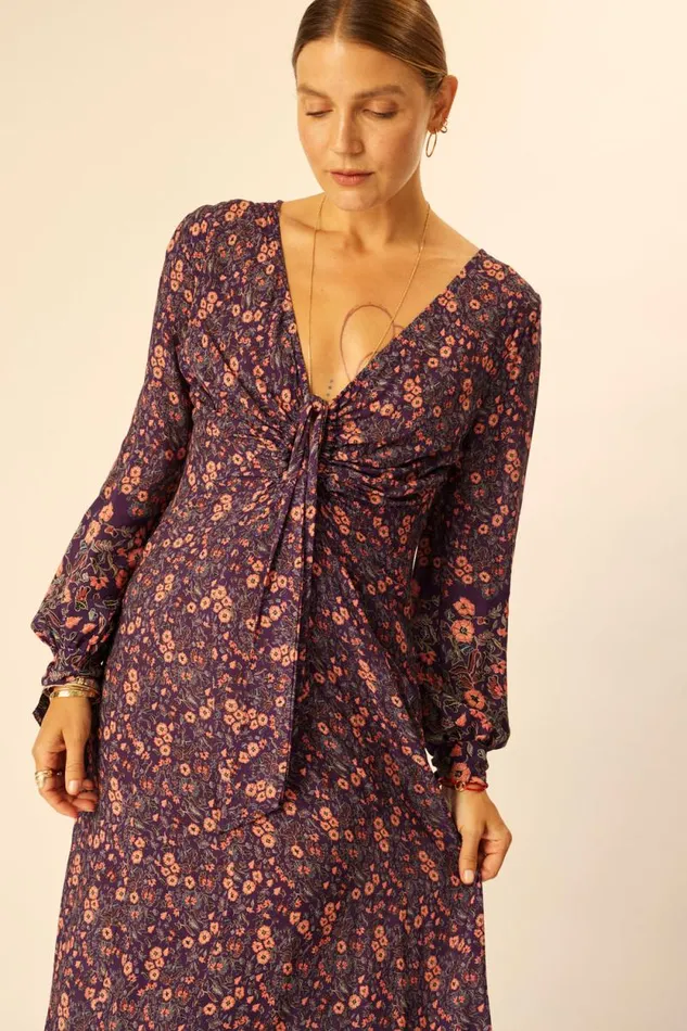 Dresses Shop Natalie Martin REESE DRESS Petite Fleur Aubergine