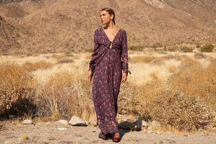 Dresses Shop Natalie Martin REESE DRESS Petite Fleur Aubergine