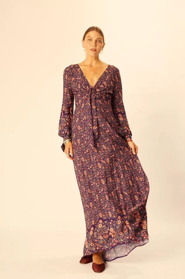 Dresses Shop Natalie Martin REESE DRESS Petite Fleur Aubergine
