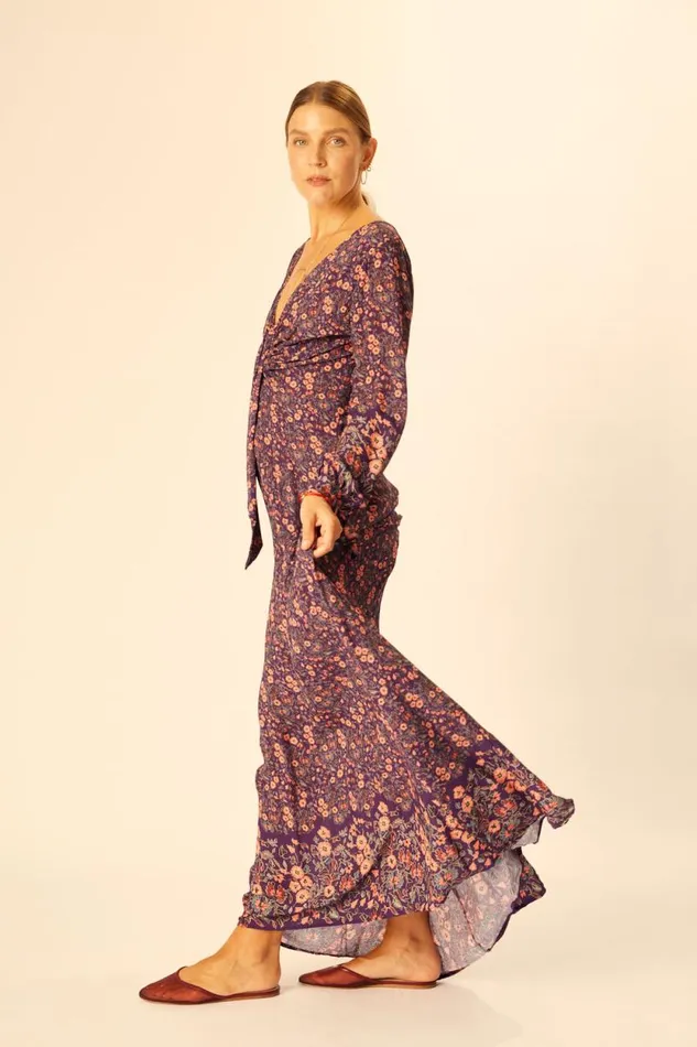 Dresses Shop Natalie Martin REESE DRESS Petite Fleur Aubergine