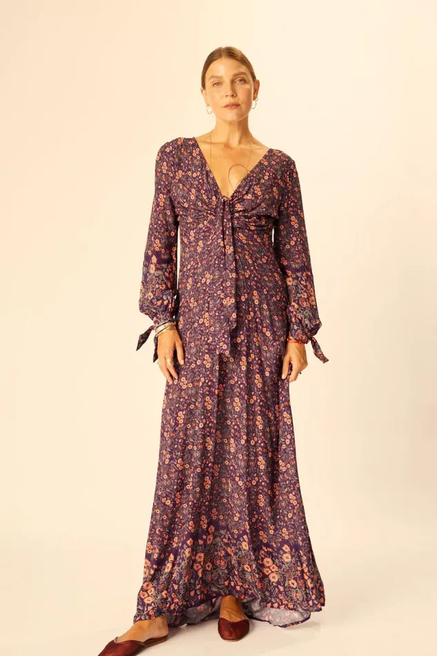 Dresses Shop Natalie Martin REESE DRESS Petite Fleur Aubergine