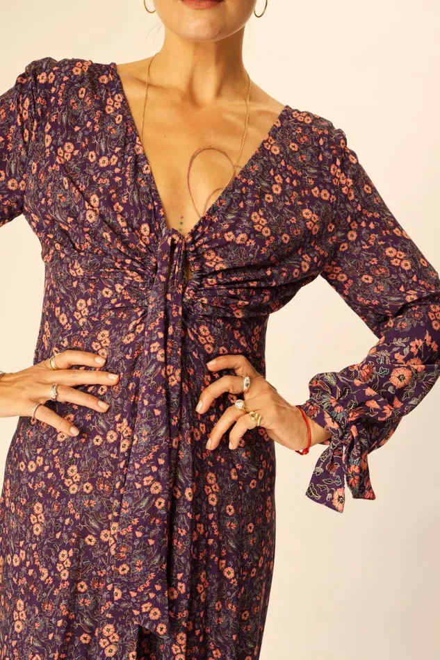 Dresses Shop Natalie Martin REESE DRESS Petite Fleur Aubergine