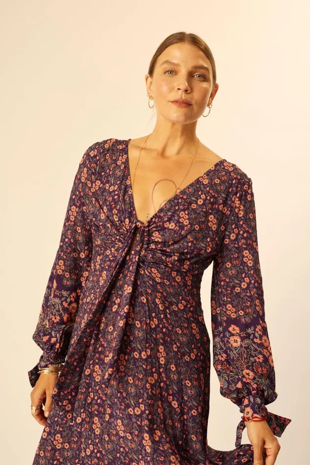Dresses Shop Natalie Martin REESE DRESS Petite Fleur Aubergine