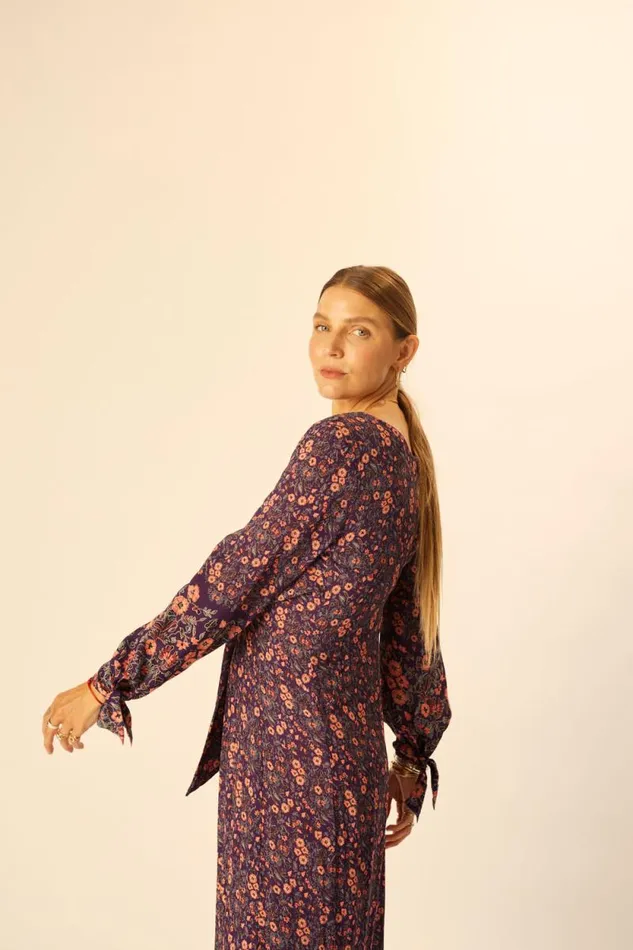 Dresses Shop Natalie Martin REESE DRESS Petite Fleur Aubergine