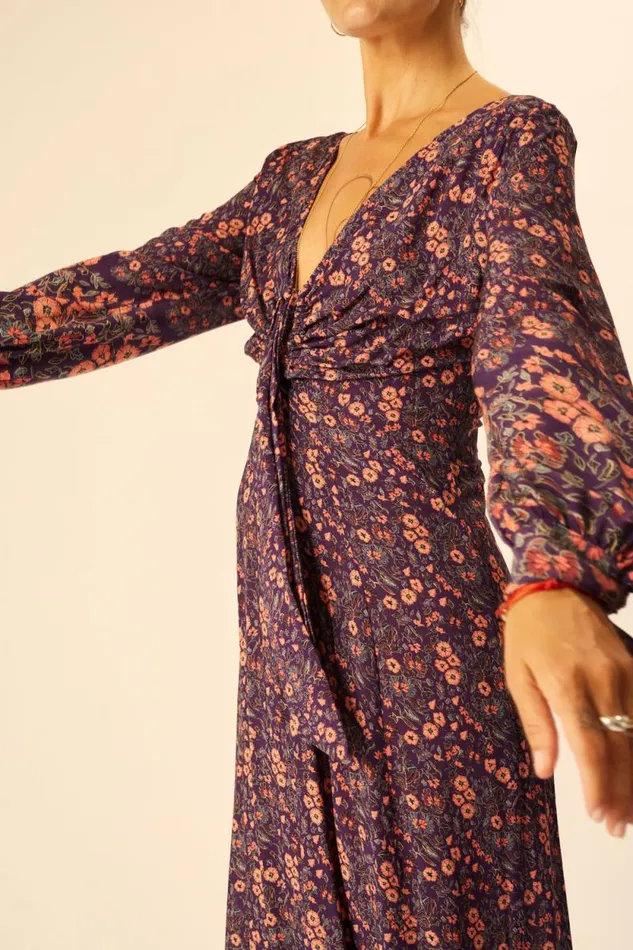 Dresses Shop Natalie Martin REESE DRESS Petite Fleur Aubergine