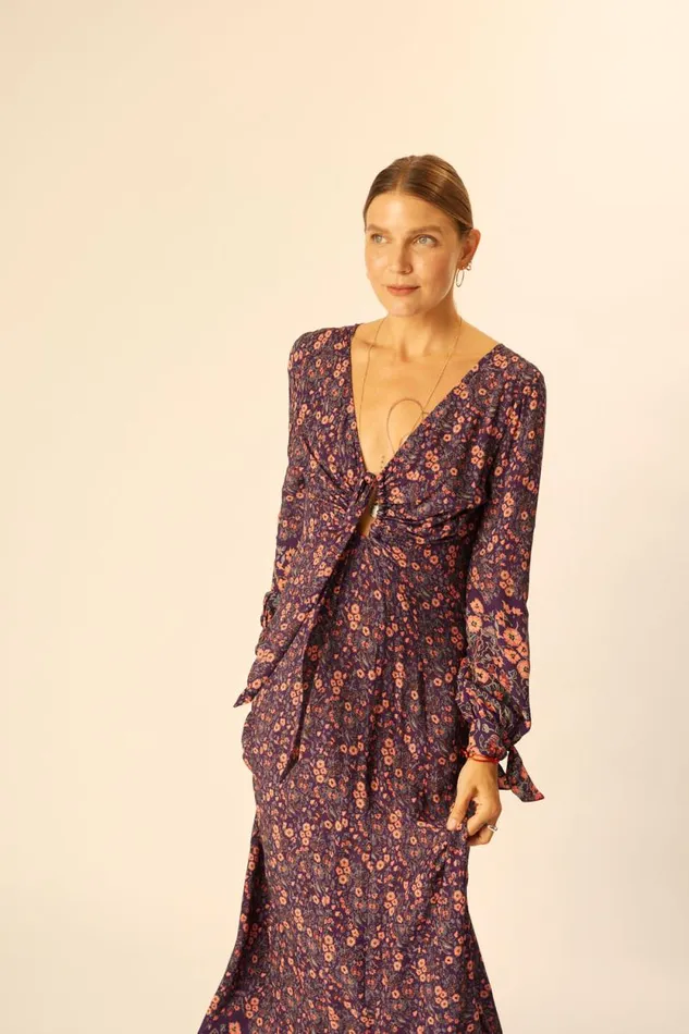 Dresses Shop Natalie Martin REESE DRESS Petite Fleur Aubergine