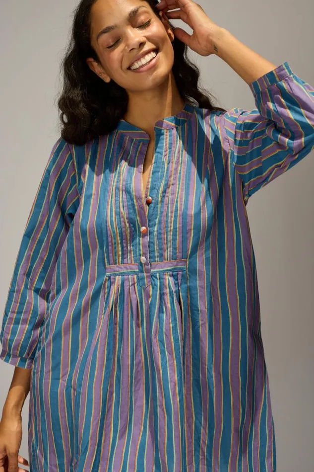 Dresses Shop Natalie Martin SAMMIE SHORT DRESS Batik Stripe Lavender