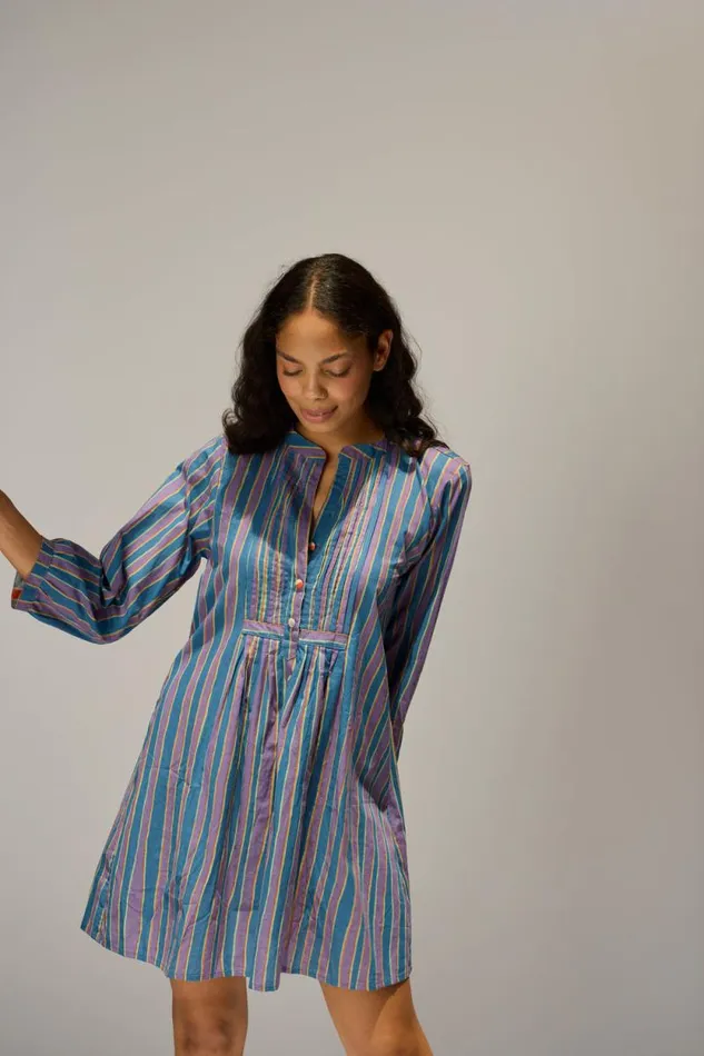 Dresses Shop Natalie Martin SAMMIE SHORT DRESS Batik Stripe Lavender