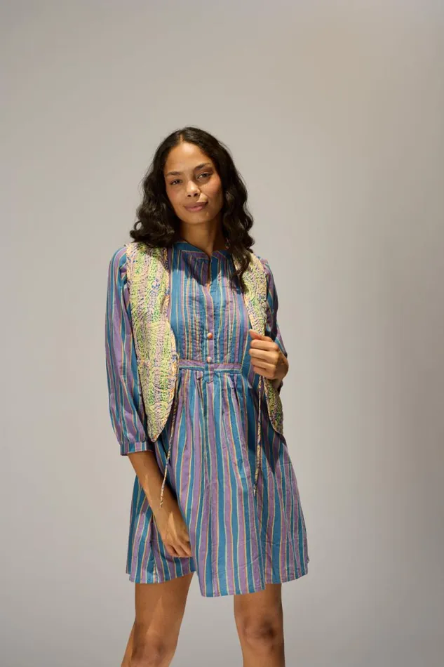 Dresses Shop Natalie Martin SAMMIE SHORT DRESS Batik Stripe Lavender