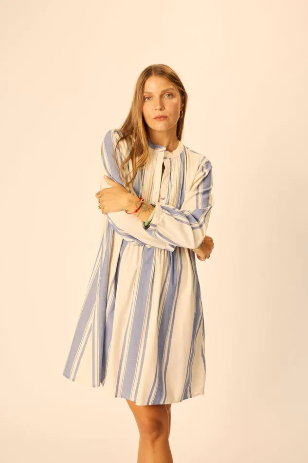 Dresses Shop Natalie Martin SAMMIE SHORT DRESS French Stripe Blue