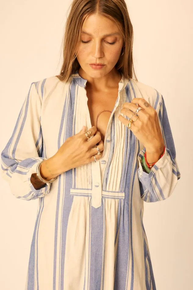 Dresses Shop Natalie Martin SAMMIE SHORT DRESS French Stripe Blue