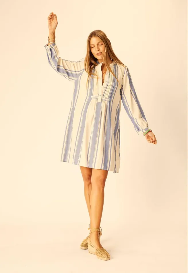 Dresses Shop Natalie Martin SAMMIE SHORT DRESS French Stripe Blue