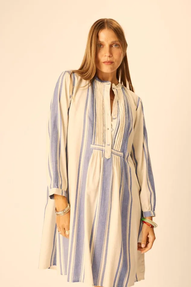 Dresses Shop Natalie Martin SAMMIE SHORT DRESS French Stripe Blue