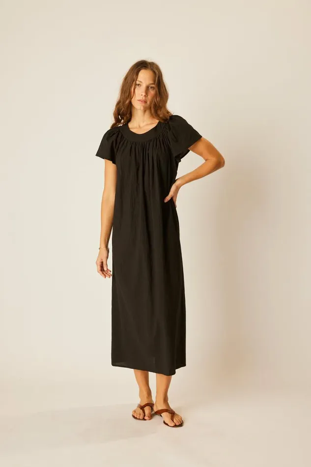 Dresses Shop Natalie Martin SIENNA DRESS Black Flat Cotton