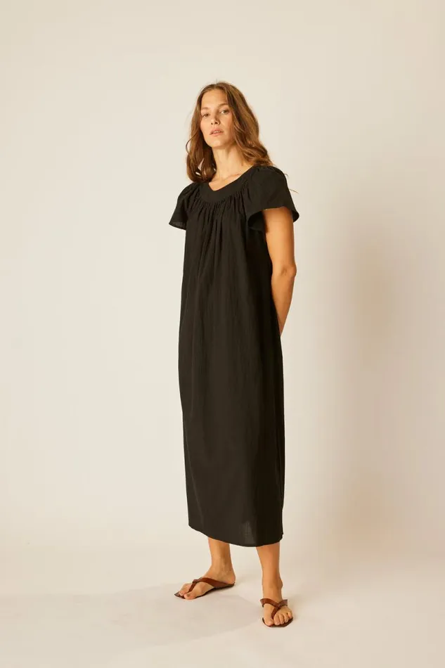 Dresses Shop Natalie Martin SIENNA DRESS Black Flat Cotton