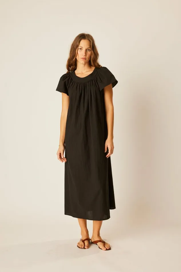 Dresses Shop Natalie Martin SIENNA DRESS Black Flat Cotton