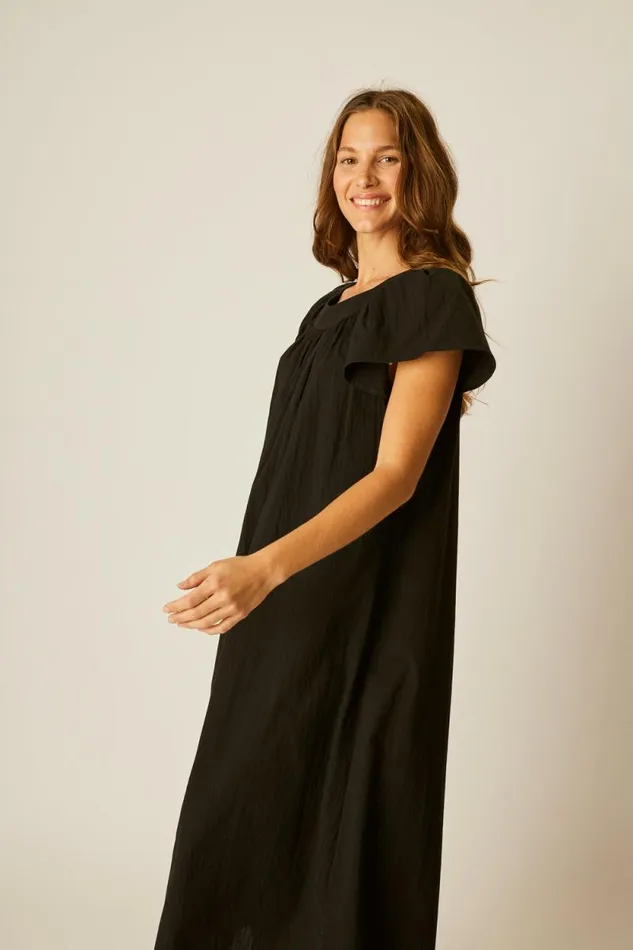 Dresses Shop Natalie Martin SIENNA DRESS Black Flat Cotton