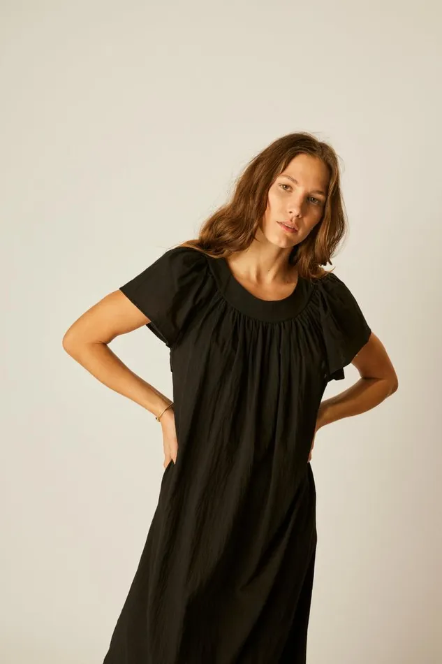 Dresses Shop Natalie Martin SIENNA DRESS Black Flat Cotton