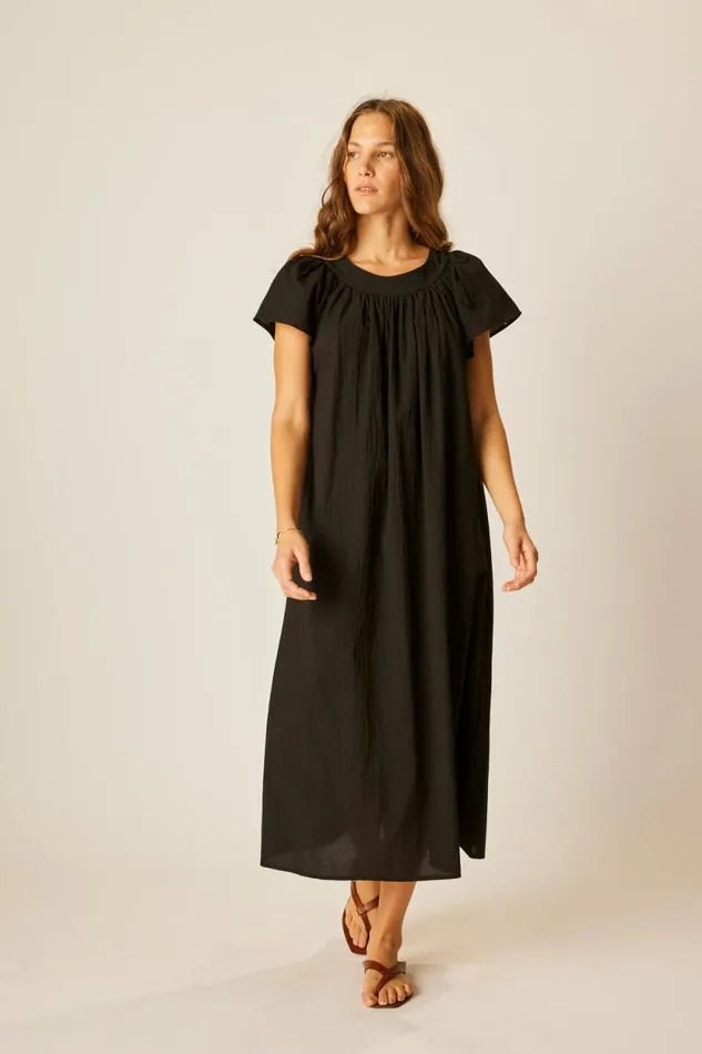 Dresses Shop Natalie Martin SIENNA DRESS Black Flat Cotton