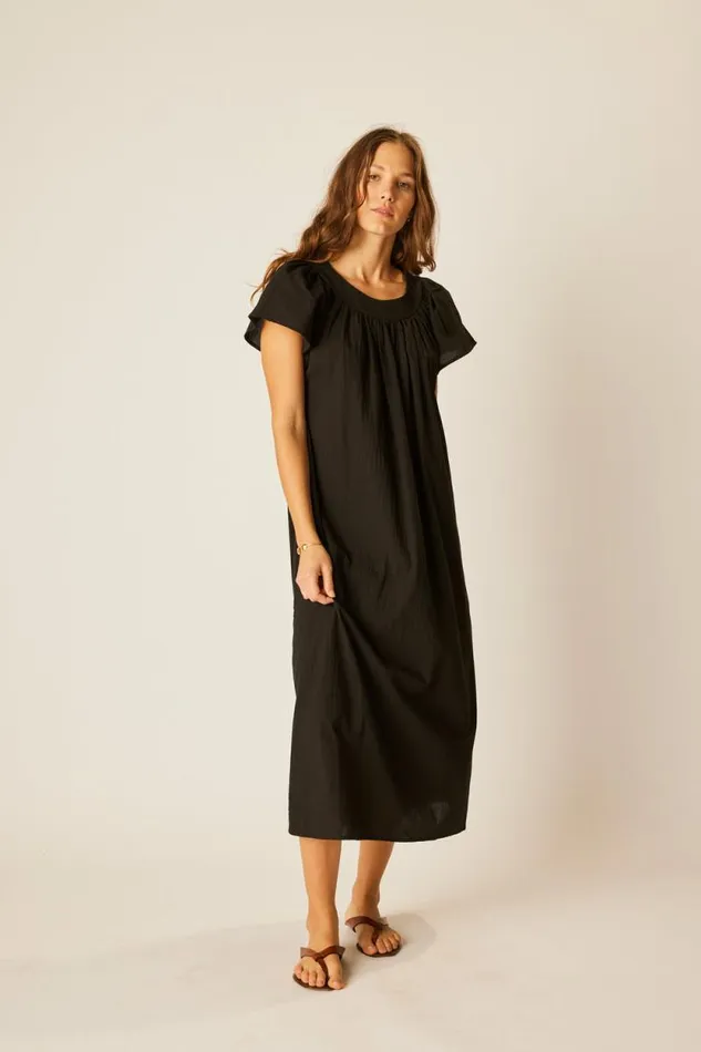 Dresses Shop Natalie Martin SIENNA DRESS Black Flat Cotton