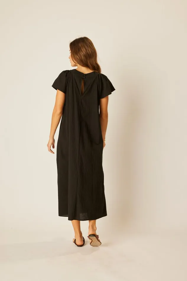 Dresses Shop Natalie Martin SIENNA DRESS Black Flat Cotton