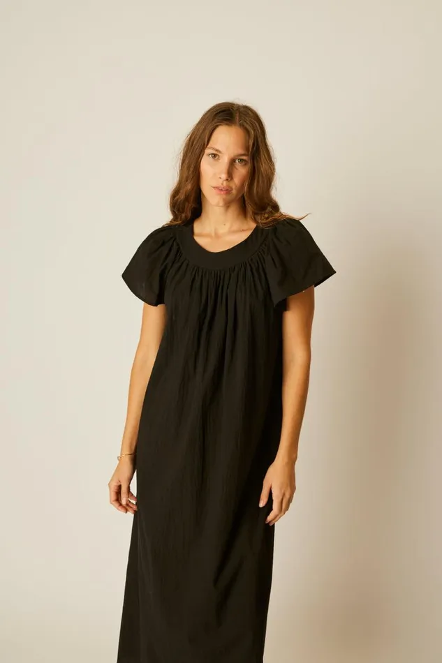 Dresses Shop Natalie Martin SIENNA DRESS Black Flat Cotton